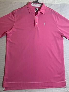 Footjoy Polo Golf Shirt Mens L Athletic Fit Solid Pink Embroidered Logo